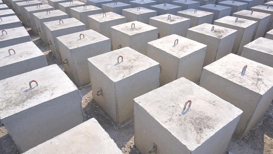 Lightweight concrete blocks used in construction