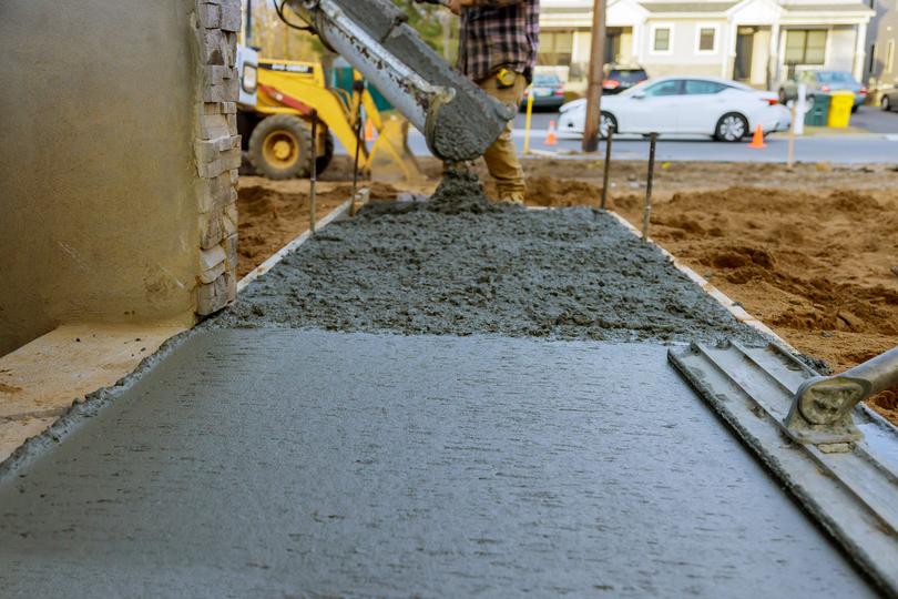 A well-maintained concrete sidewalk