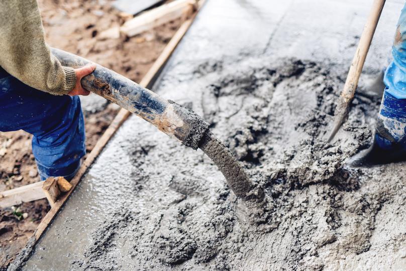 Domestic concrete being used to create a patio