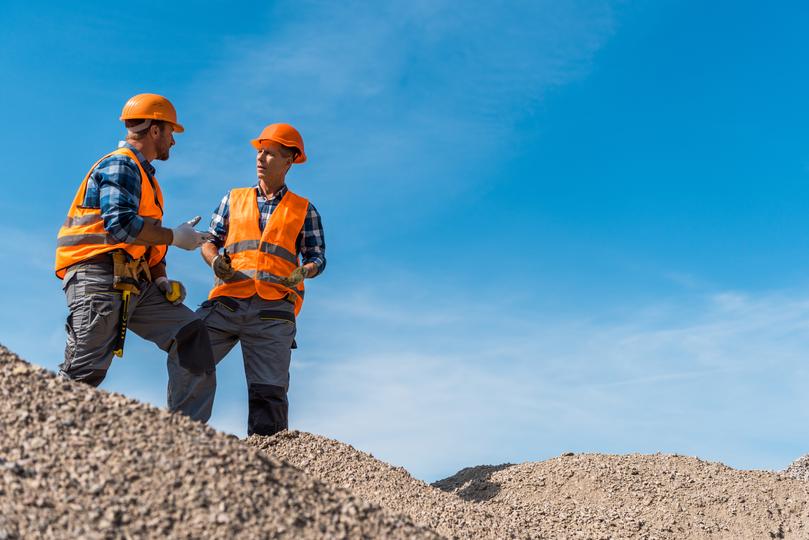 A pile of various aggregates for construction