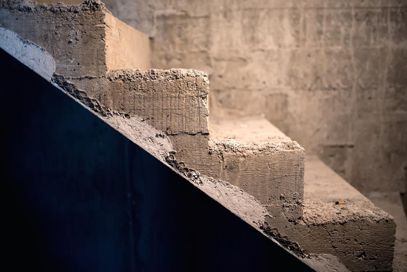 Modern concrete stairs with integrated lighting